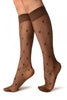 Brown With Woven Mesh & Clover Socks Knee High