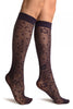 Purple Orchids On Lace Socks Knee High