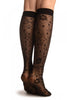 Black Orchids On Lace Socks Knee High