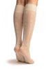 Cream With Woven Chevrons Socks Knee High