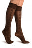 Brown With Woven Chevrons Socks Knee High