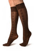 Brown With Woven Chevrons Socks Knee High