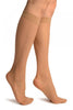 Beige With Thin Chevron Stripes Socks Knee High