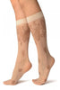 Cream With Large Paisley & Clover Socks Knee High