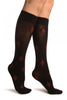 Black With Red Rhombs Socks Knee High