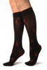 Black With Red Rhombs Socks Knee High