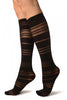 Black With Opaque & Transparent Stripes Socks Knee High