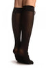 Black With White Crossbones & Satin Bow Socks Knee High