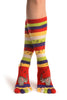 Printed Singing Elephants On Striped Red Toe Socks