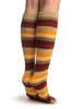 Yellow, Beige & Red Stripes Toe Socks