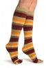 Yellow, Beige & Red Stripes Toe Socks