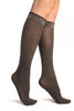 Dark Grey With Silver Lurex Elasticated Top Socks Knee High