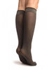 Dark Grey With Silver Lurex Elasticated Top Socks Knee High