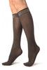 Dark Grey With Silver Lurex Elasticated Top Socks Knee High