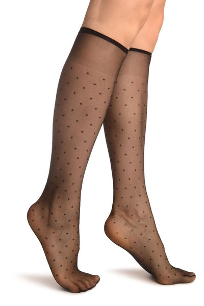 Black With Small Polka Dots Socks Knee High