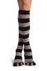 Grey & Black Stripes & Printed Smiles Knee High Toe Socks