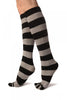 Grey & Black Stripes & Printed Smiles Knee High Toe Socks