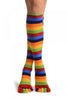 Red, Green & Blue Stripes & Printed Smiles Knee High Toe Socks