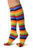 Red, Green & Blue Stripes & Printed Smiles Knee High Toe Socks