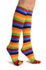 Red, Green & Blue Stripes & Printed Smiles Knee High Toe Socks