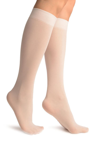 White Plain Socks Knee High