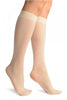 Cream Plain Socks Knee High