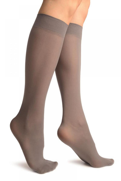 Grey Plain Socks Knee High