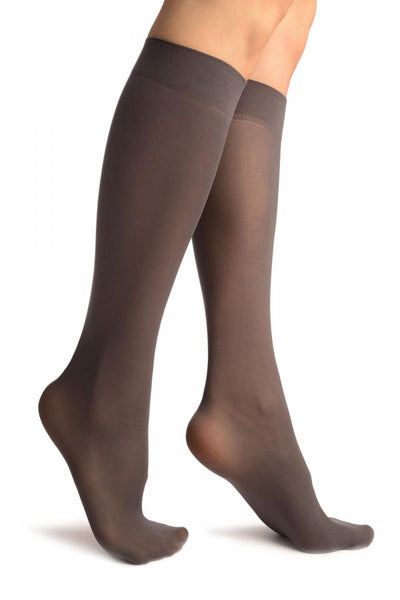 Dark Grey Plain Socks Knee High