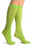 Lime Green Plain Socks Knee High