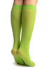 Lime Green Plain Socks Knee High