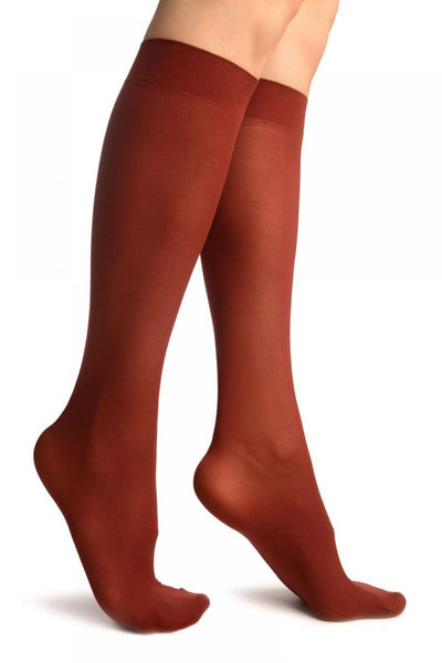 Burgundy Red Plain Socks Knee High