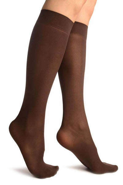 Chocolate Brown Plain Socks Knee High