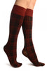 Burgundy Red Scottish Tartan Socks Knee High