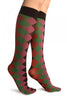 Pink, Red, Green & Black Argyle Socks Knee High