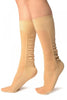 Beige Sheer & Opaque Sides Socks Knee High