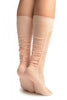 Powder Pink Sheer & Opaque Sides Socks Knee High