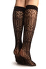 Black Crochet Rhomb & Plait Socks Knee High