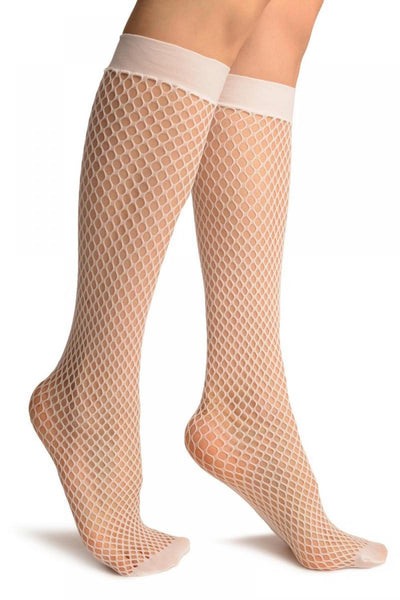 White Thick Mesh Socks Knee High