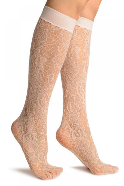 White Roses Lace Socks Knee High