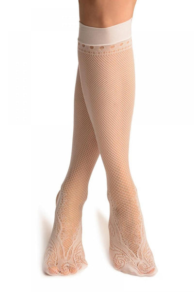 White Peisleys Lace Socks Knee High