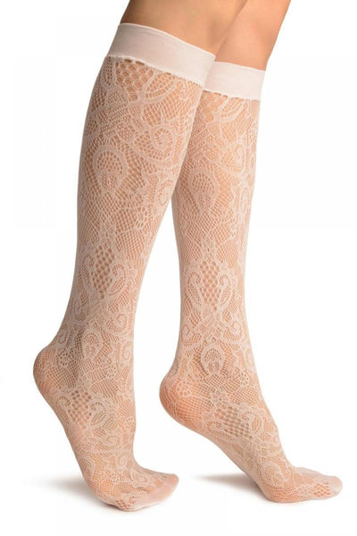 White Versailles Lace Socks Knee High