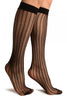 Black Keyholes Stripes Lace Socks Knee High