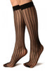 Black Keyholes Stripes Lace Socks Knee High
