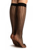 Black Keyholes Stripes Lace Socks Knee High