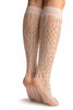 White Medium Wavy Mesh Lace Socks Knee High