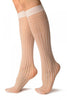 White Pearly Stripes Mesh Socks Knee High