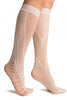 White French Lace Mix Lace Socks Knee High