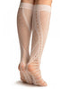 White French Lace Mix Lace Socks Knee High