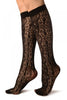 Black Large Roses Lace Socks Knee High