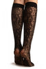 Black Large Roses Lace Socks Knee High